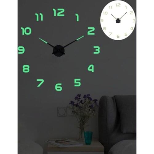 3D Luminous Acrylic Mirror Wall Clock Quartz Home DIY Decoration Big Size Wall Sticker Clock Modern Design Unique Stickers