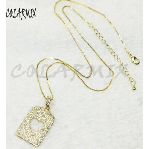 4Pcs Rectangle &Hollow heart jewelry zircon Heart jewelry pendant gift for lady jewelry pendant Necklace style jewelry 50176