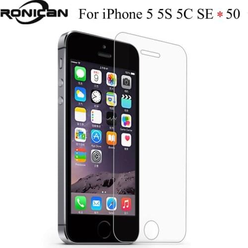 50 pieces For iphone 5 5S 5C 0.26mm 2.5d Ultra Thin HD Clear Explosion-proof Tempered Glass Screen Protector Cover Guard Film