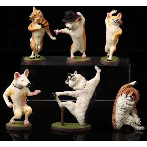 6Pcs Model Doll Toy Cartoon Dog Design Creative PVC Simulation Decor Ornaments Display Mold for Kids