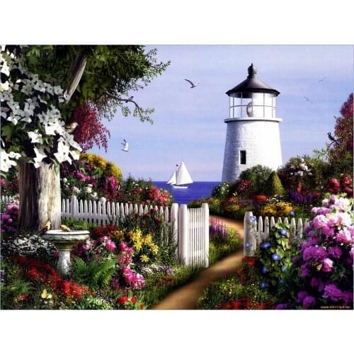 Diamond Painting Kit Resin Lighthouse Garden Home Decor 5D DIY Full Embroidery Square/round Rhinestone Cross Stitch Sale