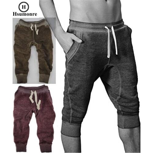 Unisex Flared Drawstring Harem Pants Burnout Joggers Shorts Cropped Pants Elastic Band Pants Casual Clothing Streetwear Red Gree