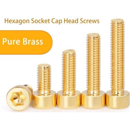 1/2/5/10/20pcs DIN912 M3 M4 M5 M6 M8 M10 M12 Pure Brass Hex Hexagon Socket Cap Head Screws Quick Arrive