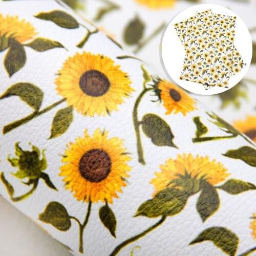 David accessories 20*33cm Litchi Sunflower Synthetic Leather Patchwork For Bows Faux Leather Sheets in Crafts DIY ,1Yc9164