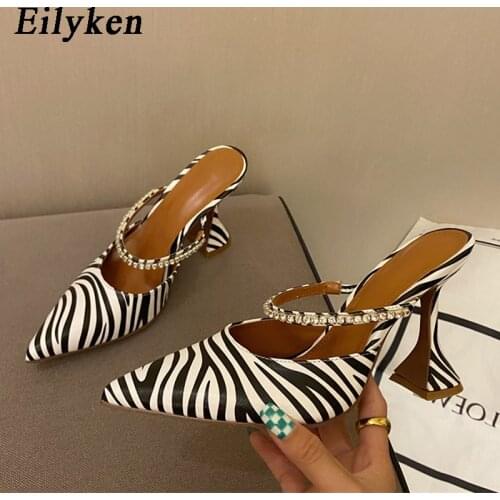 Eilyken 2022 New Zebra Women Pumps Fashion Crystal Slingback High heels Party Strange Style Wedding Bride Shoes Size 35-41