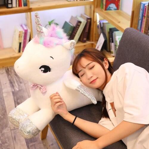 Giant 80/65cm Unicorn Plush Toy Soft Stuffed Popular Cartoon Unicorn Doll Animal Horse Toy High Quality Toys for Children Girls