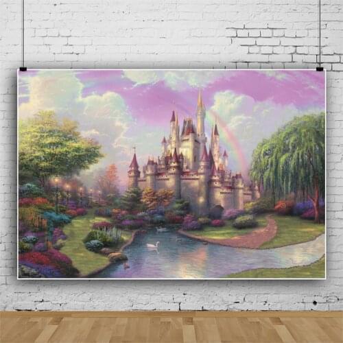 Beautiful Castle Cartoon Photo Backdrop Fantasy Fairy Tale World Birthday Party Photography Studio Prop Customized Backgrounds