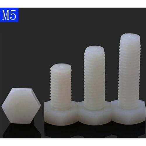 M5 x 0.8 White Plastic Nylon External hex Black Plastic Nylon Hexagon Head Cap Set Screws bolts DIN 933