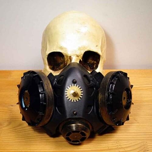 Corzzet Gold Rivet Black Rubber Black Pipeline Steampunk Masks Cospaly Props Anti-Fog Haze Women And Men Gothic Mask