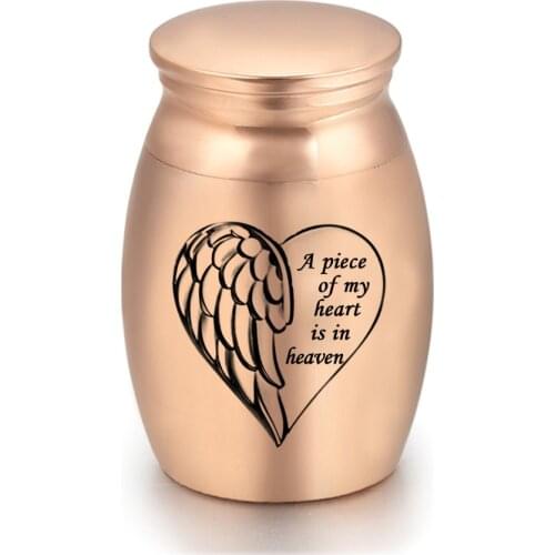 A Piece of My Heart is in Heaven Engraved Mini Cremation Ashes Urns Aluminum Alloy Urn Funeral Casket Memorial Angel Keepsake