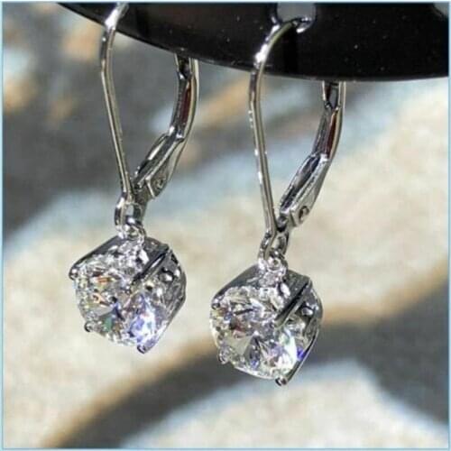 Fashion Jewelry Silver Plated Crystal Hoop Dangle Earring Stud Drop Earring Gifts