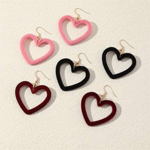 2021 New Cute Sweet Girl Love Earrings Simple Fashion Flocking Multicolor Peach Heart Earrings Party Banquet Jewelry Gift