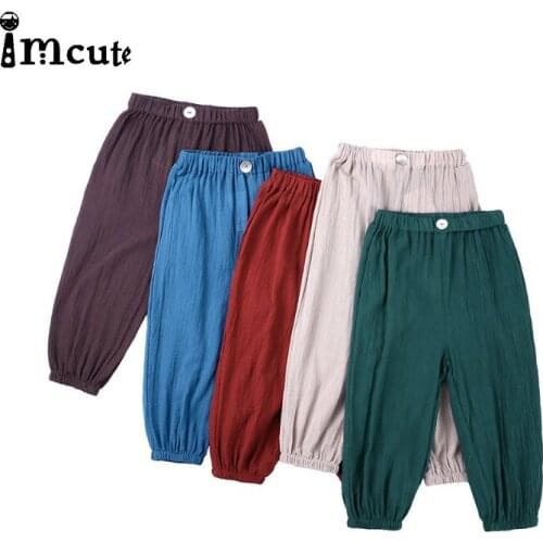 New Spring Summer Kids Leggings Boys Girls Thin Anti Mosquito Pants Candy Color Cotton Bloom Pants Trousers Baby Pajama Clothing