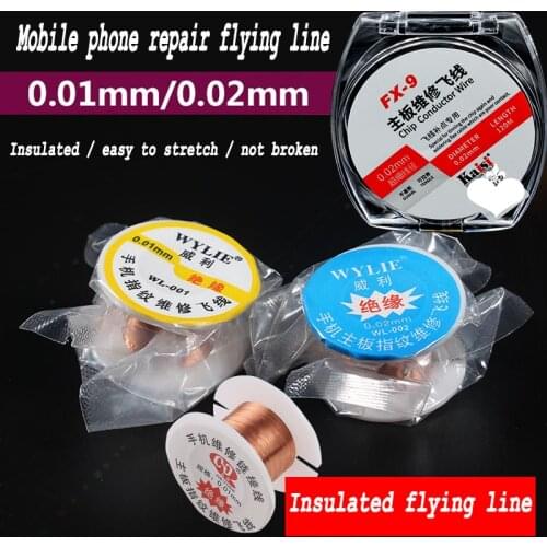 Original 0.01mm / 0.02mm insulation Pure Copper Wire Fly Line for for iPhone and Computer Logic Board Repair jump line