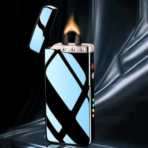 2021 New Powerful Firepower Rechargeable Lighter Windproof Inlaid Rhinestone Metal Plasma Lighter Cigar Pipe Accessories Gift