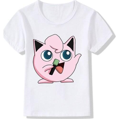 Pokemon Jigglypuff Singer T-Shirt For Kids Anime Figures Print T Shirt Cute Child Summer Costumes Clothing Tops Toddler Tees