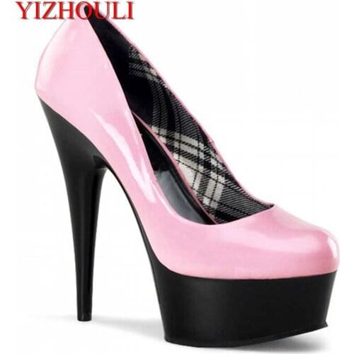 15 cm sexy round head, thin and slender women and spring and autumn new high heels, fashion paint high heels