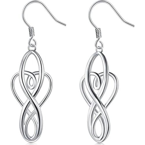 Huitan Metallic Silver Color Dangle Earrings for Women Hollow Out Pattern Design Simple Stylish Female Earring Statement Jewelry
