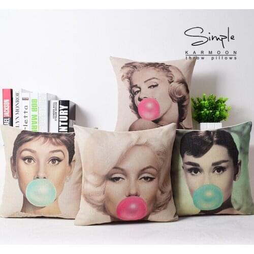 Modern creative blowing bubbles Monroe Hepburn sofa cotton pillowcase cushion for leaning on of the head of a bed set No Inner