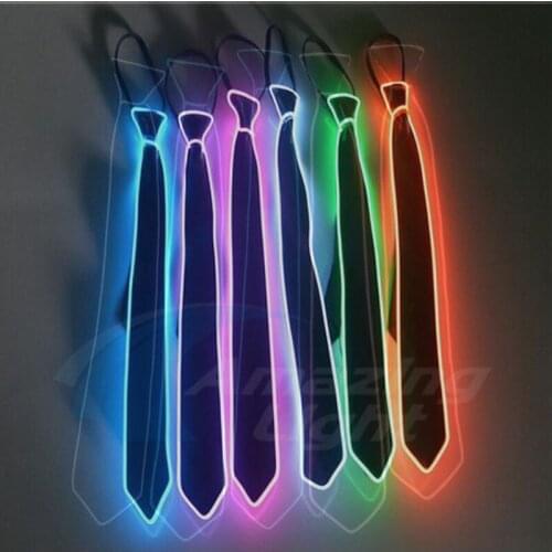 Led glowing tie Mens el wire glowing tie adjustable flashing tie
