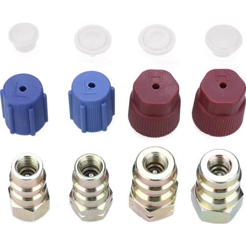 Universasl 4pcs A/C R12 to R134a Lo/Hi Side Retrofit Conversion Adapter Fitting System Cap Valve Kit
