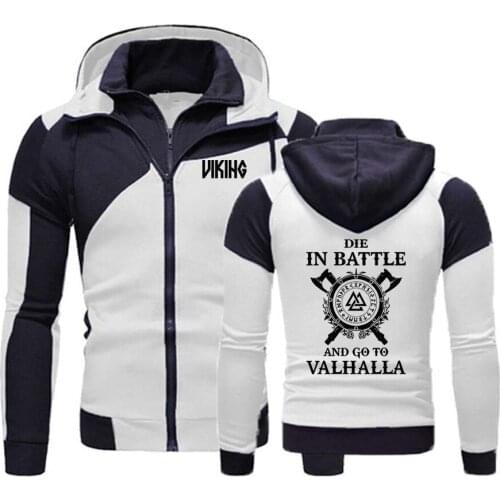 2020 Spring Autumn Mens Odin Viking Die In Battle And Go To Valhalla Sweatshirts Hoody Zipper Hoodie HipHop Jacket Male Clothing
