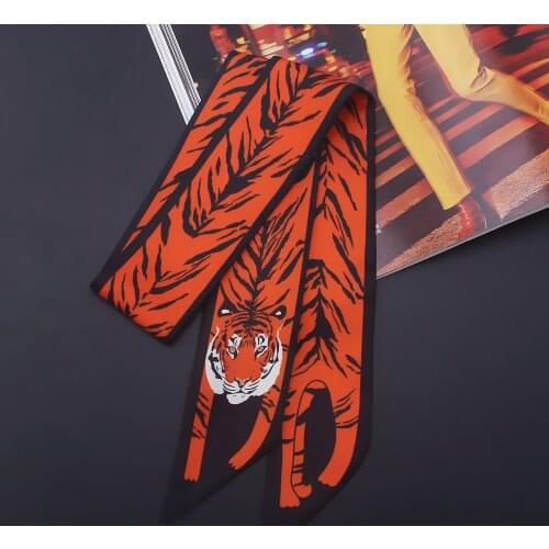 2018 new animal series Scarf Print Women Silk Scarf Fashion Head Scarf Brand Small Tie Handle Bag Ribbons Small Long Scarves