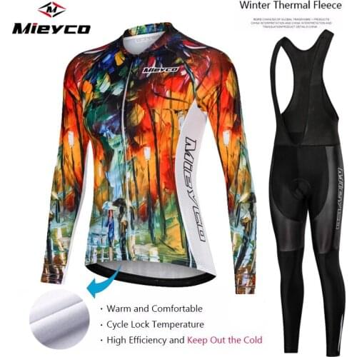 Winter Cycling Jersey Set Fleece Bicicleta Clothes MTB Invierno Clothing Keep Warm Mountain Roupa Ciclismo Feminina Wear Suit