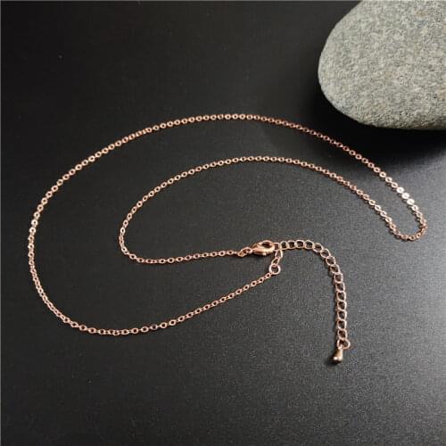 FUWO Finished Rose Gold Delicate Brass Chain With Extender Adjustable Length Anti-Tarnish Chain For Necklace Making 1.5*2mm NC03