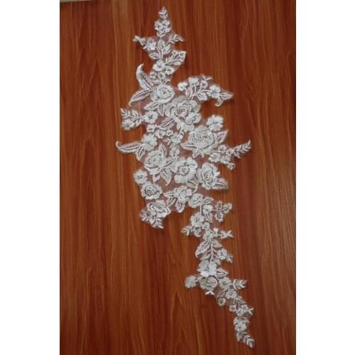 10 pcs off white with silver embroidered Lace applique, bridal Lace Applique costume dance garment accessories