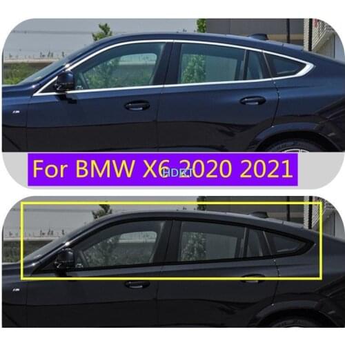 For BMW X6 2020 2021 Black Stainless Steel / ABS Chrome Stainless Window Sill Trims 10pcs