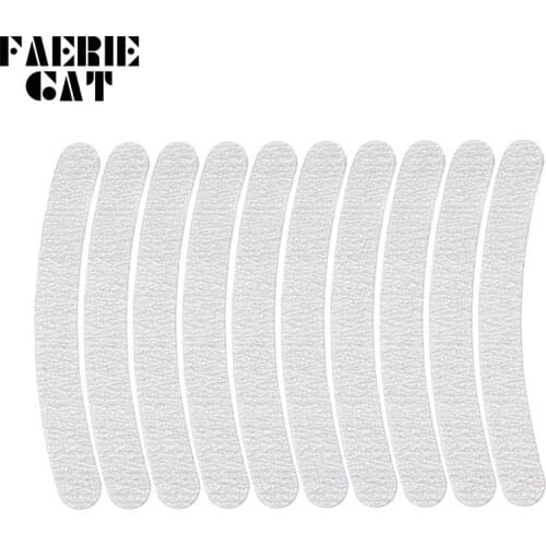 10pcs Moon Shape Trimmer Buffer 100/180 Grey Double-sides Nail Files Sanding Curve Banana UV Gel Polish Remover Manicure Tools