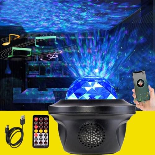 RGBW Night Lights Projector Led Lamp USB Colorful Starry Sky Battery Ocean Night Led Light BT Music Speaker Auto off Timer D40