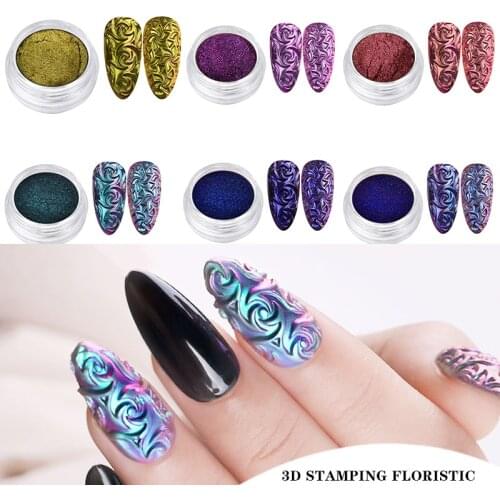 1Jar Ultra-Fine Chameleon Chrome Powder Duochrome Pigments For Nail 6 Colors Color-Changing Chrome Pigment Glitter Dust H