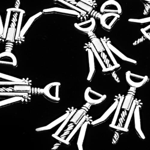 20pcs Wine Corkscrew Bottle Opener Pendant Beads Club Party Punk Decoration