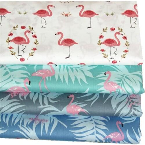 2018 New Flamingo Printed 100% Cotton Fabric 1-3Meters for Patchwork Quilting Baby Cloth Cribs Cushions Blanket Sewing Material