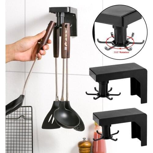 4/6 Hooks Door Cabinet Shelves for Wall Rotating Punch-free Hanger Kitchen Storage Rack Bathroom Shelf Organizer 3