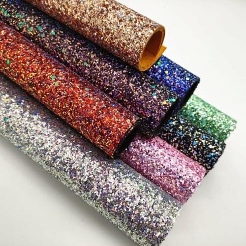 A4 size 20*33cm Glitter Leather Sheets Chunky solid Glitter Faux Leather hair bow DIY 1475