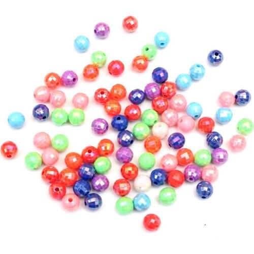 100Pcs Acrylic AB-Colors Round Loose Spacer Beads for Jewelry Making For Needlework Beads DIY Bracelet & Necklaces 8 MM