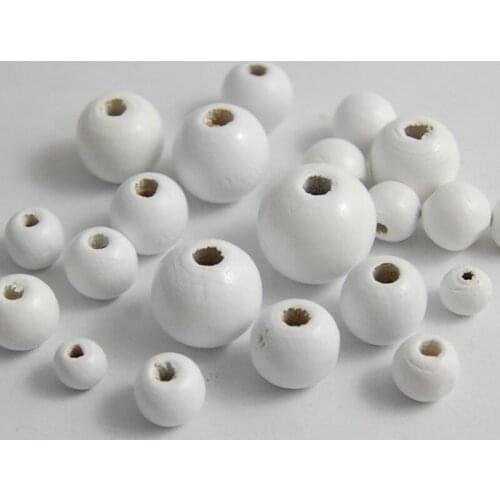 6-25mm White Wooden Beads Natural Rustic Farmhouse Chunky Round Beads with Holes for DIY Craft Necklace Bracelet Jewelry Making