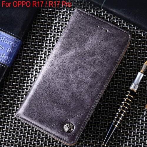 For oppo r17 case Luxury Leather Flip cover with Stand Card Slot phone Cases For OPPO R17 Pro funda Without magnets coque hoesje