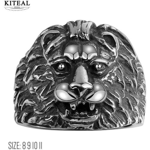 KITEAL Hot sale! Maya stainless steel size 10 11 8 9 Boyfriend Tail ring lion Halloween punk style anillo oso oso
