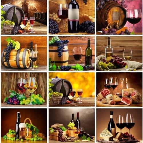 Huacan Full Square Diamond Painting Fruit Kit 5D DIY Diamond Embroidery Mosaic Wine Decorations Home