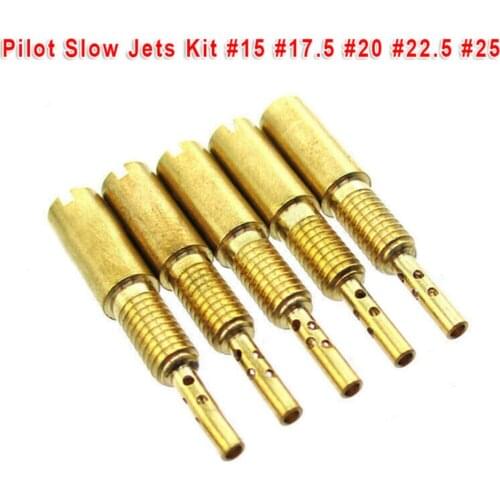 5pcs Carburetor Pilot Slow Jets 15 17.5 20 22.5 25 For Mikuni Carb VM22-3847 VM26-672U Racing ATV Carburetor Parts