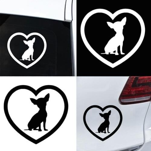 Cute Chihuahua Dog Heart Car Vehicle Body Window Reflective Decals Sticker Decor Accessories