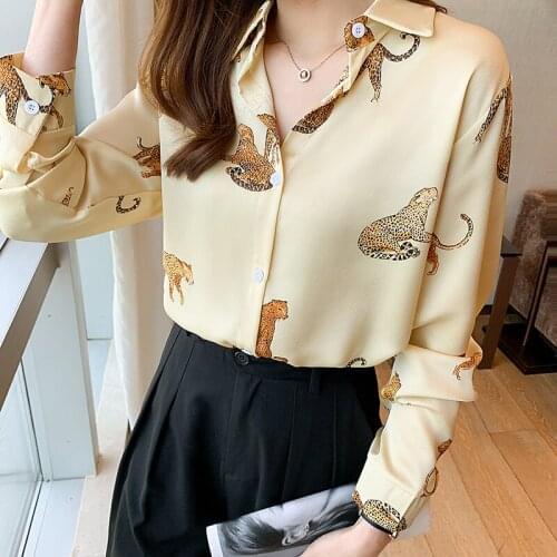 Chikichi Fashion Long-sleeved Satin Printed Shirt 2021 Autumn New Style French Elegant Loose Silk Shirt Women Plus Size Tops