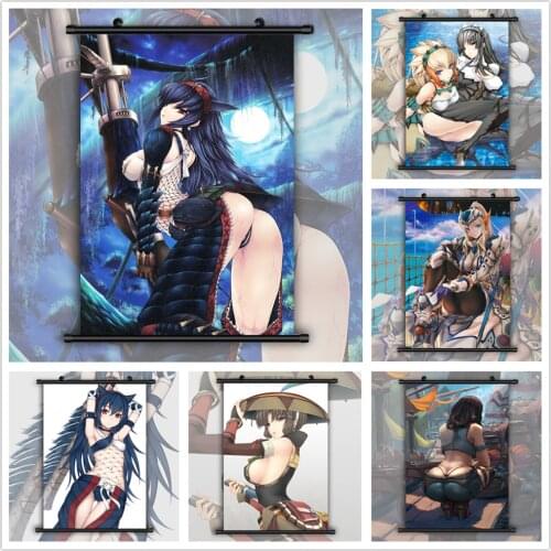 WTQ Monster Hunter Anime Manga Wall Poster Retro Poster Canvas Painting Anime Posters Wall Decor Wall Art Picture Home Decor