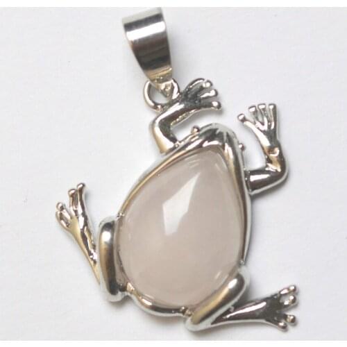 Natural Rose Crystal Stone Bead GEM Pendant Frog Animal Jewelry Fashion S3088
