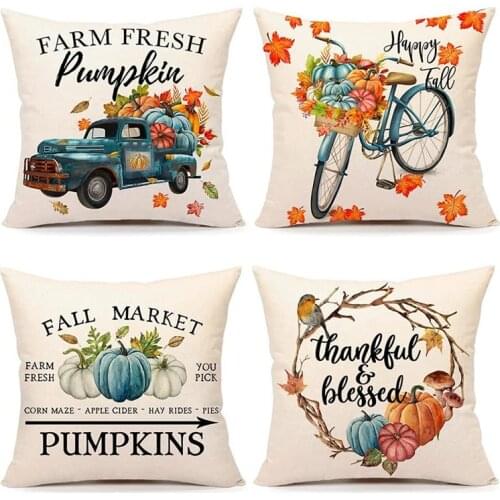 Fall Decor Pillow Covers 18X18 Set of 4 Pumpkin Farmhouse Decorations Outdoor Fall Pillows Decorative for Home