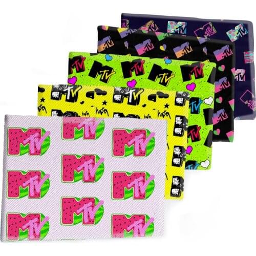 New M T V Pattern Fabric Printed Polyester Cotton Twill Fabric Patchwor Printed 50*145CM